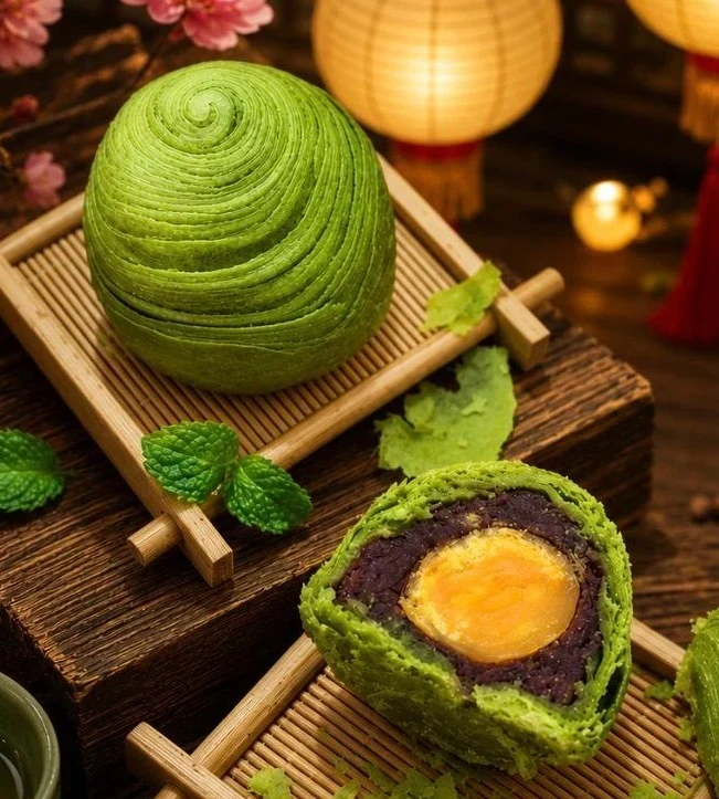 Flaky Skin Matcha Red Bean with Yolk
